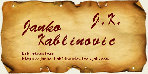 Janko Kablinović vizit kartica